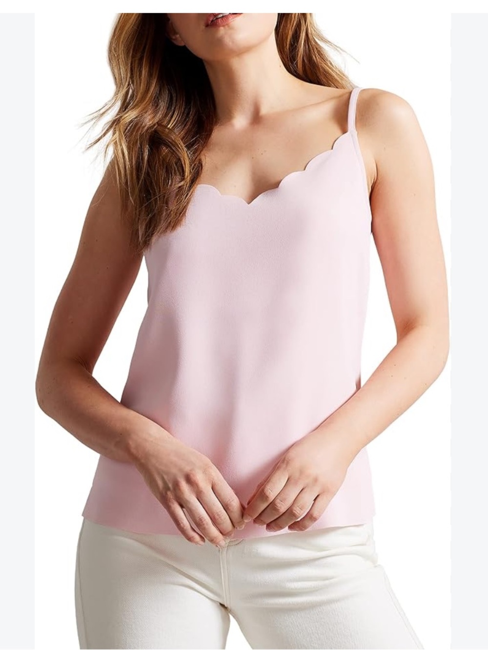 Scallop Neck Pink Cami Top M